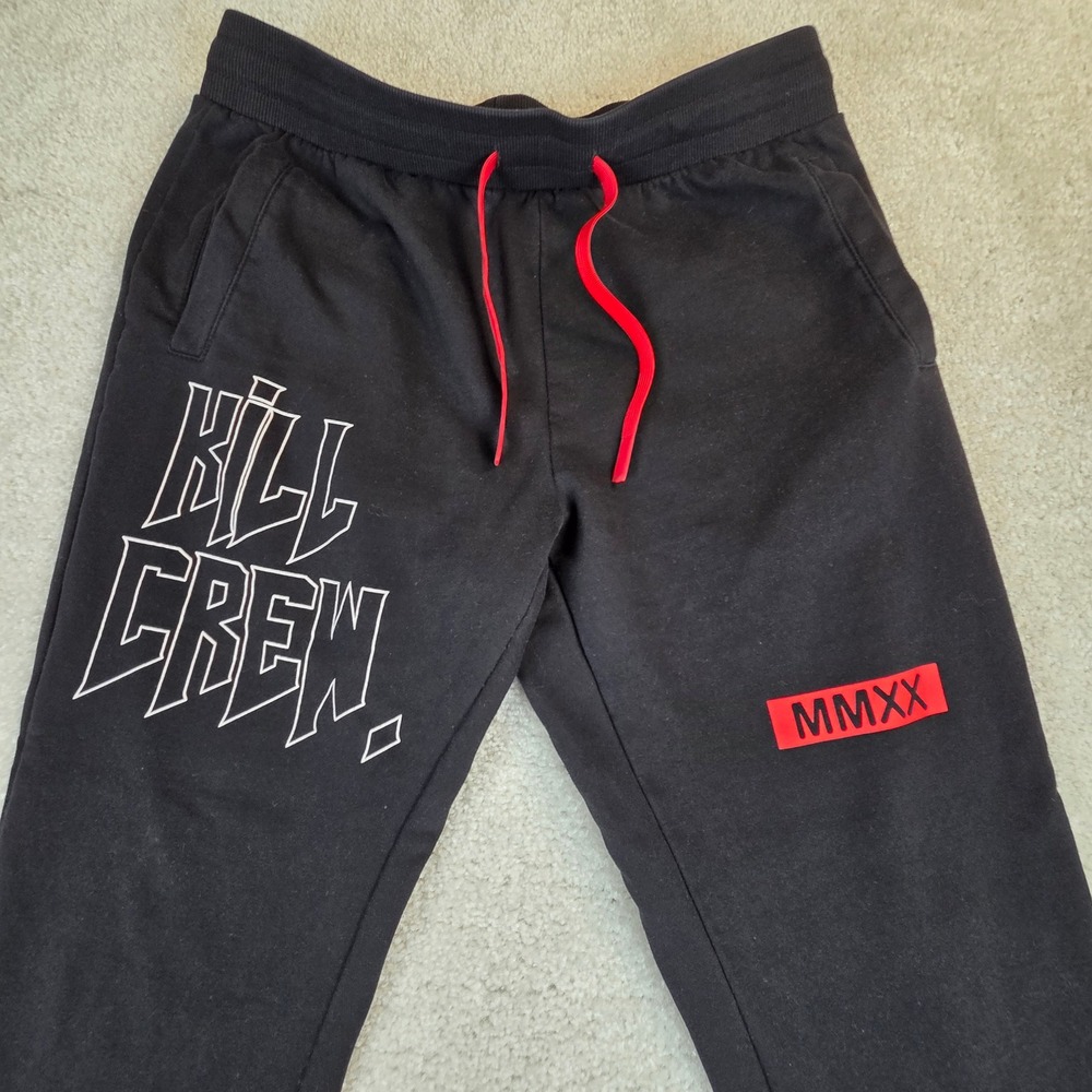Kill Crew Black Graphic Joggers Mens Medium Unisex Sweatpants